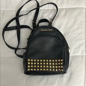 Michael Kors Black and Gold Studded Backpack
